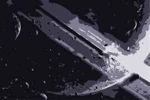 Explore a stunning abstract cosmic collision digital artwork featuring dark space, asteroid debris, and high-resolution details, perfect for wallpapers and creative backgrounds. vector
