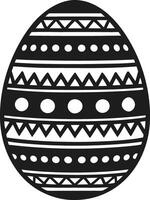Decorative Easter Egg Silhouette - Black with Intricate Geometric Patterns vector