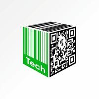 Logo design graphic concept creative premium stock image sell top qr code barcode label 3D tech ecommerce digital scanning check factory shop vector