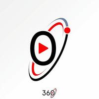 Logo design graphic concept creative premium stock image sell initial O 0 font play ellipse swoosh 360 degrees media music studio movie vector