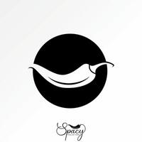Logo design graphic concept creative premium stock image top sell text red long chili word Spicy script font cooking ingredients hot raw eating vector