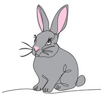 Continuous one line drawing of Bunny or Rabbit. Line art minimalist hand drawn illustration vector