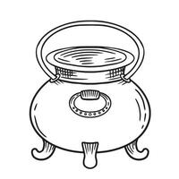 A Vintage Cauldron depicted in a beautiful Line Art Style, showcasing its timeless charm vector
