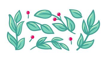 A playful and colorful doodle illustration of tree branches adorned with vibrant berries. This whimsical design captures the joy of nature, blending creativity with a charming, lighthearted aesthetic vector