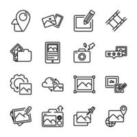 Icon pack line style of photo and editing tools vector