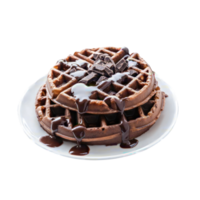 Chocolate waffles with chocolate sauce on top png