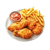 Savory Fried Chicken and French Fries png