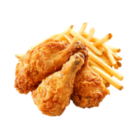 Hot and Juicy Fried Chicken with Crispy Fries png