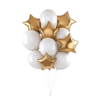 A bunch of balloons with gold and white stars png