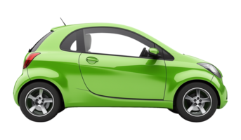 Green EV Electric Vehicle Side View Isolated on Transparent Background png