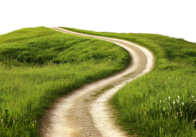 Grassy Curve Road Pathway Isolated on Transparent Background png