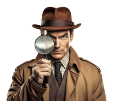 Detective Using Magnifier or Magnifying Glass Isolated on Transparent Background png