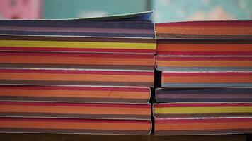 Colorful stack of books in an educational setting video