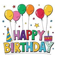 happy birthday , with balloons and white background vector