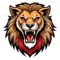 lion head with red eyes and open mouth vector