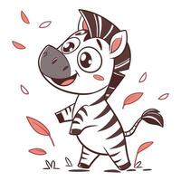 a cartoon zebra with leaves on it's head vector