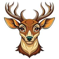 deer head with horns and antlers , vector