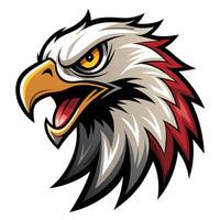 an eagle head with red and white feather vector
