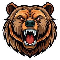 a bear head with open, mouth and teeth vector