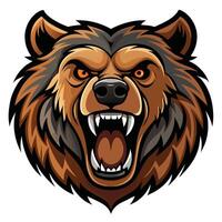 a bear head with angry expression white background white background vector