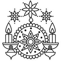a black and white drawing of a candle and a star vector