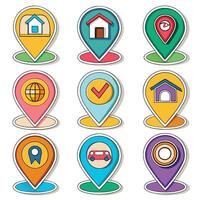 map markers with different icons and symbols vector
