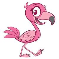 cartoon pink flamingo bird with a big beak vector