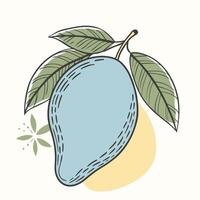 a mango with leaves and leaves on it vector