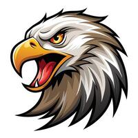 an eagle head with open mouth open beak white background vector