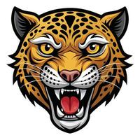 a jaguar head with open mouth open teeth vector