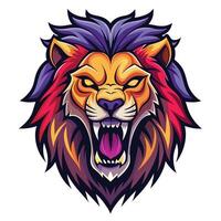 lion head with open mouth white background white background vector