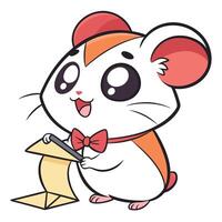 a cartoon mouse with a bow tie and a piece of paper vector