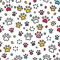 seamless pattern with dog paw prints white background white background vector