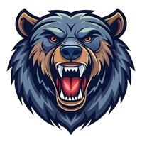 the head of bear with open mouth white background vector