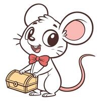 cartoon mouse with a chest and bow tie vector