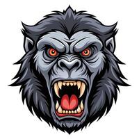 gorilla head with red eyes and open mouth vector