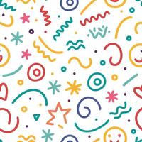 seamless pattern with colorful shapes and lines Cheerful and unique illustrations with cute characters and bright purple colors. vector