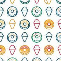 Colorful donuts and ice cream cones seamless pattern. vector
