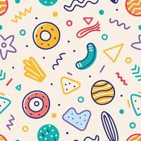 Abstract colorful shapes seamless pattern background. vector