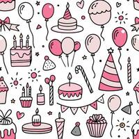 seamless pattern with birthday, items white background vector