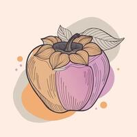 an illustration of fruit with leaves white background vector