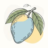 an illustration of a mango with leaves vector