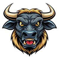 angry bull head with horns, white background vector
