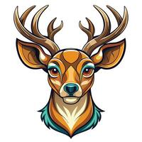 a deer head with horns and antlers background vector