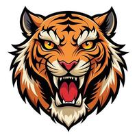 the head of a tiger shown with its mouth open vector