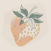 a strawberry with leaves on it is shown in this illustration vector