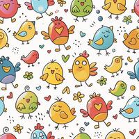 seamless pattern with birds and hearts vector