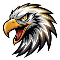 an eagle head with open mouth and yellow beak vector