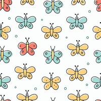 seamless pattern with colorful butterflies white background vector