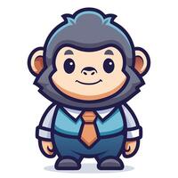 Cute cartoon chimp in business attire. vector